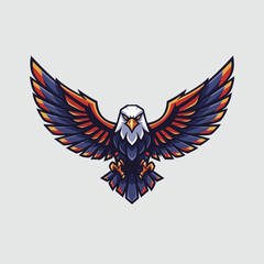 Majestic Eagle Soaring Across a Neutral Background with Wings Spread Wide