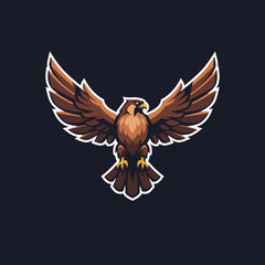 Majestic Falcon Spreading Its Wings In Mid Flight Against A Dark Background