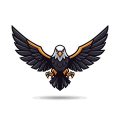 Fototapeta premium Majestic Eagle Spreading Its Wings in a Powerful Flight Display Above a Soft White Background