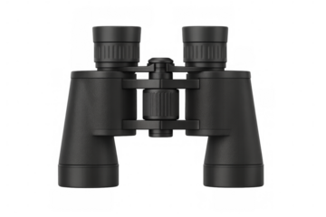 Black binoculars isolated on transparent background for easy integration
