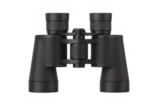 Black binoculars isolated on transparent background for easy integration - Powered by Adobe