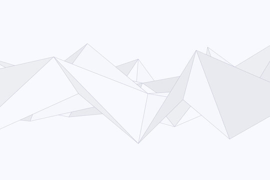 Origami polygon shapes arranged in a geometric mountain-like scene on a light abstract vector background