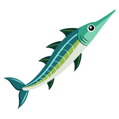 Minimalist Flutemouth Cornetfish Graphic Illustration
