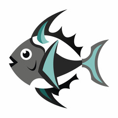 Simple Hatchetfish Vector Style Illustration on White