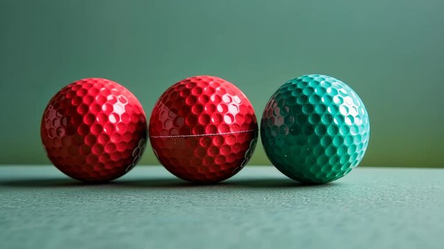 Set of golf balls on a plain background, premium and customization. Concept of sports brands, golf stores, individual merch