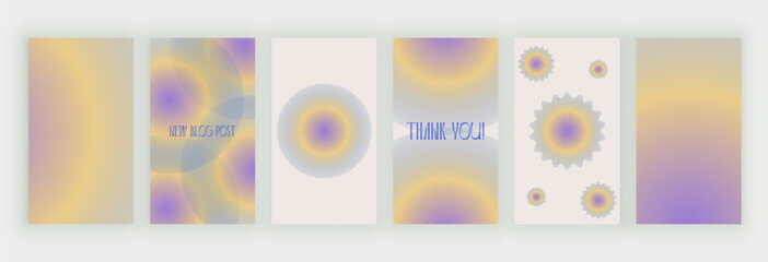 Fototapeta premium Radial blur gradient backgrounds for stories social media, personal blog, posters. Vector minimal aesthetic design banners 