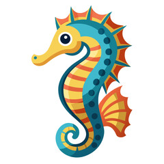 Hippocampus Seahorse Vector Icon in a Minimalist Style