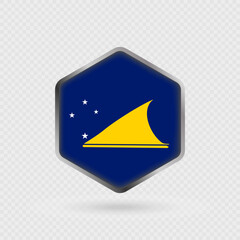 Tokelau Flag Icon in Hexagon Shape.