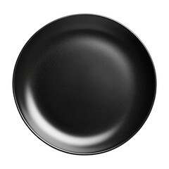 isolated black empty plate , top view