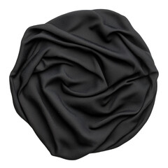 isolated elegant black silk or satin texture round banner	
