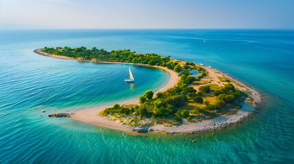 Obraz premium A vibrant sunset paints the sky with fiery hues, casting a warm glow over a serene landscape of rolling hills and a winding river