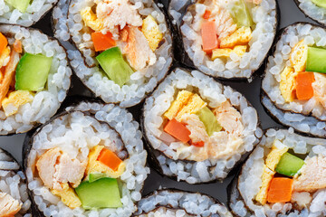 Closeup view of gimbap (kimbap). Traditional Korean dish