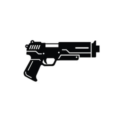 Black Silhouette Vector Laser Gun Icon White Background 1
