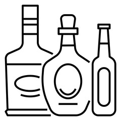 Beer whisky and tequila outline style icon