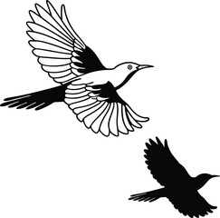 Nightingale Singing at Dawn Vector Illustration  
