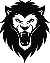 black lion head vector illustration