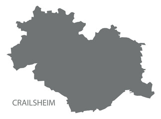 Crailsheim city map with boroughs grey illustration silhouette shape