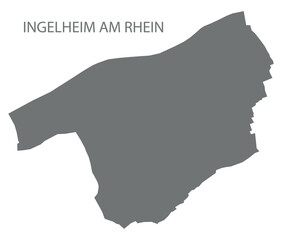 Ingelheim am Rhein city map with boroughs grey illustration silhouette shape
