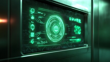 Obraz premium Futuristic Green Interface Display Panel