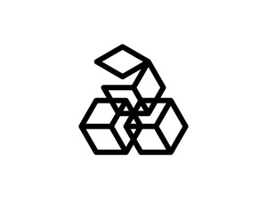 Black Abstract Geometric Cube Diamond Structure Logo