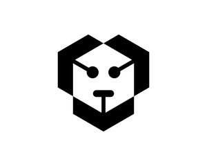 Black Geometric hexagon 3 Arrows Robot Face Logo