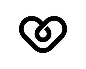 Simple Minimalist Heart Logo Line with Loop Tangled Intertwined Element