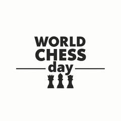 World chess day celebration with iconic chess pieces and typography