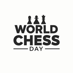 World chess day celebration with iconic chess pieces and bold typography