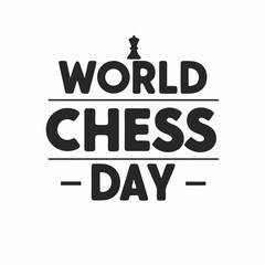 World chess day celebration with bold typography and chess king icon