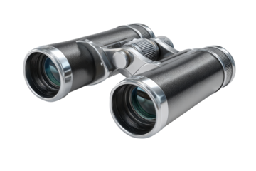 Black binoculars isolated on transparent background.
