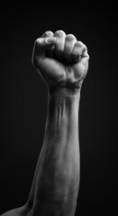 Fototapeta premium Raised Fist Gesture in Black and White for Power and Protest Concept.