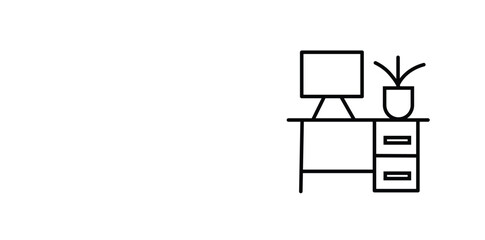 Minimalist Office Desk Outline Icons, A pair of minimalist outline icon