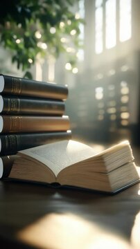 Reading moment image: Book array shows thematic range, narrative power, fiction magic, nonfiction fact, cultural wisdom, poetic depth, intellectual growth, imagination boost, literary gift reader