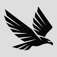 Stylized black eagle illustration on a light gray background