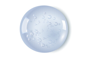 Realistic transparent soap bubbles with subtle blue tinge and soft shadow effect on transparent background.