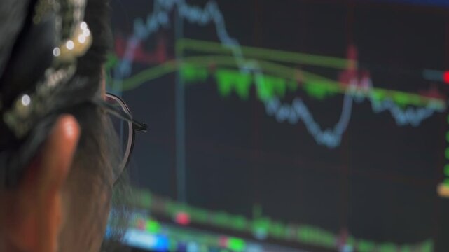 Real-time stock trading investor real-time displaying business market prices chart board trading Screen for Buying Selling Stocks. Business economic and finance concept. Bullish bearish trend - Powered by Adobe