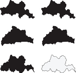 Fototapeta premium Abstract black and white shapes geometric designs in various formats creating contemporary graphic elements suitable for creative projects and conceptual visuals.