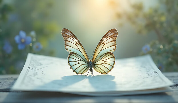 An  butterfly with patterned wings, exhibited against a plain white background, 4K and HD image
