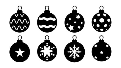 set of christmas ball silhouette vector on tranparent background