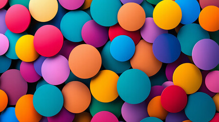 Vibrant abstract speech bubbles: Colorful communication concept, social media, diverse opinions. Figurative language dialogue bubbles circulos, testimonial overlapping  intersection patterns 