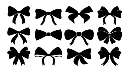 set of ribbon silhouette vector