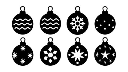 set of christmas ball silhouette vector on tranparent background