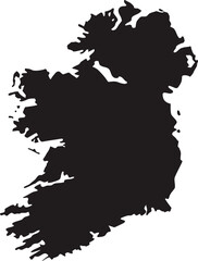 Obraz premium Black silhouette of the island of ireland on a white background illustrating ireland's outline for educational purposes and geopolitical design