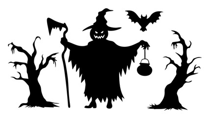 Silhouettes ghost monster character halloween