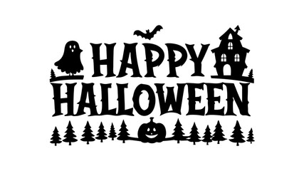 Happy Halloween vector lettering. Handwritten text design. Vector on white background