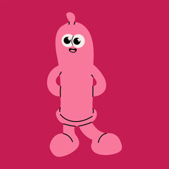 Health Awareness Cartoon Condom Character with Unique Personality