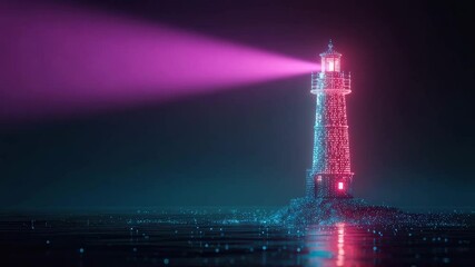 digital shining lighthouse in web animation - Powered by Adobe