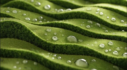 Lush Green Waves with Dewy Pearl Accents