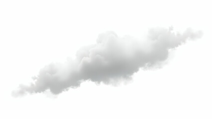 Cloud Elongated soft cloud stripe with dense cotton texture, isolated on a clean white background