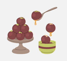 Gulab Jamun Indian Sweet Dessert Illustration
